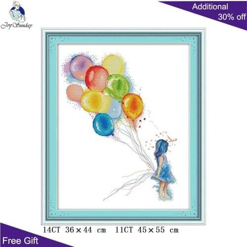Joy Sunday Balloon Girl Needlework C959 14CT 11CT Counted and Stamped Home Decor The Little Girl With Balloon Cross Stitch kits