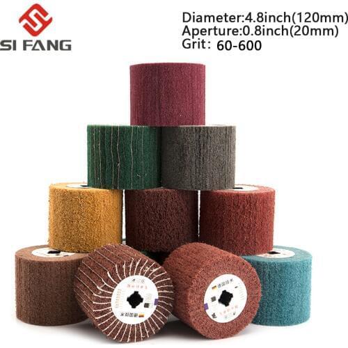 Non-woven Nylon Abrasive Flap Wheel Brush Wire Drawing Polishing Burnishing Drum Wheel for Stainless Steel