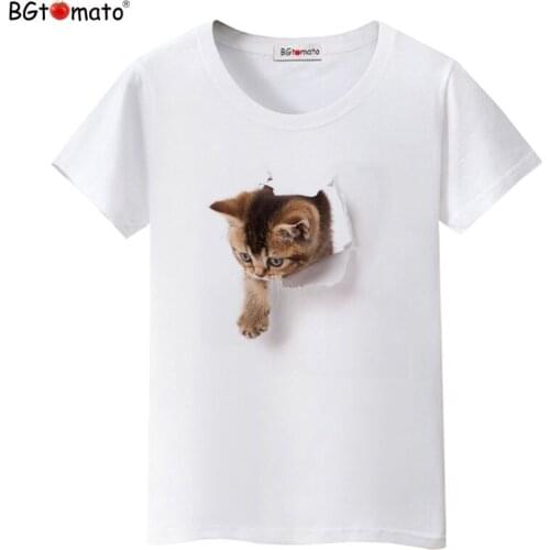 2021 NEW Creative 3D t-shirt Super Lovely cute cat shirt women Original brand short sleeve casual funny t shirts