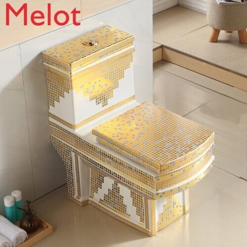 New mosaic ceramic golden toilet personality creative quiet toilet color gold toilet super spiral toilet