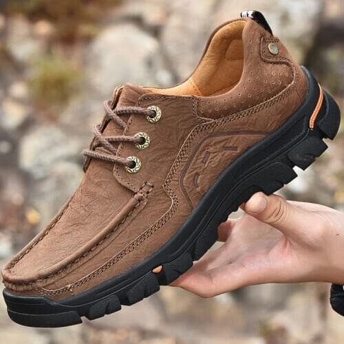 Genuine Leather Shoes Men Autumn Winter Shoes Footwear Thick Sole Leather Mens Casual Shoes Outdoor Hiking Shoes