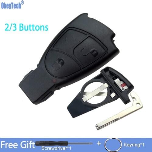 OkeyTech 2/3 Buttons Replacement Remote Key Shell Case Cover For Mercedes Benz C B E Class W203 W211 W204 YU BN CLS CLK Fob Case