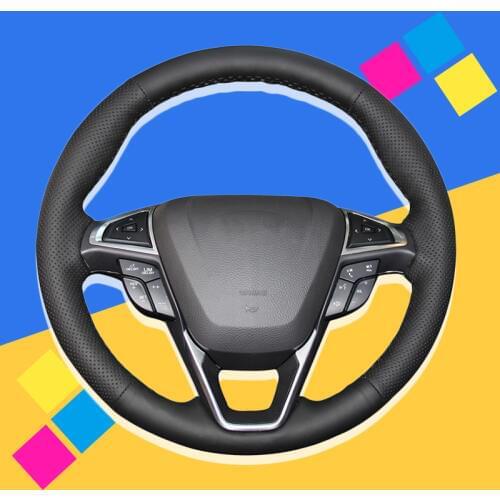 Auto Braid On The Steering Wheel Cover for Ford Mondeo Fusion 2013-2019 EDGE 2015-2019 Car Covers Interior Accessories Styling