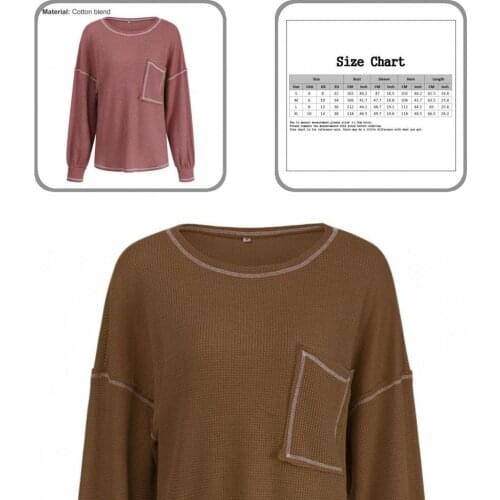 Autumn Casual O Neck Long Sleeve Pockets Sweater Top Autumn Sweater Round Neck Streetwear