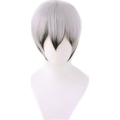 Kita Shinsuke Cosplay Wig Anime Haikyuu!! 30cm Shinsuke Kita Short Black Gray Styled Synthetic Hair Wigs + Free Hair Net
