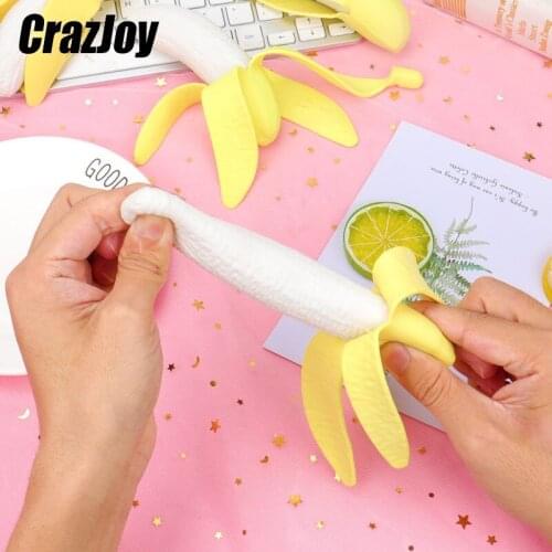Peeling Banana Squeeze Squish Fidget Toys Decompress Squeeze Prank Tricks Antistress Stress Relief Kids Toy for Gifts