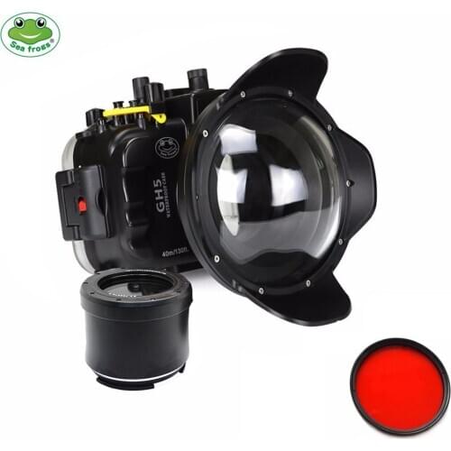 Seafrogs 40m/130ft Underwater Waterproof Camera Housing Case for Panasonnic GH5,Camera Bag w/ Fisheye w/ Tray for Panasonnic GH5