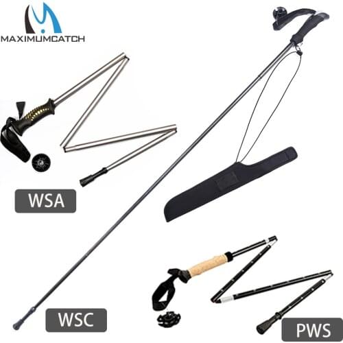 Maximumcatch Aluminum/Carbon Fiber Wading Staff Collapsible Fishing Stick Hiking Fishing Accessory