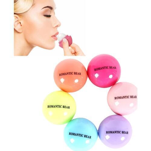 Romantic Bear 6Colors Moisturizer Ball Lip Balm Cute Natural Plant Baby Lips Care balsamo labial Organic Fruit Flavor Lip Balm