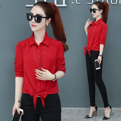 Women summer clothing chiffon Solid women shirts slim fit long sleeve blouses fashion shirts korean style lady office shirts