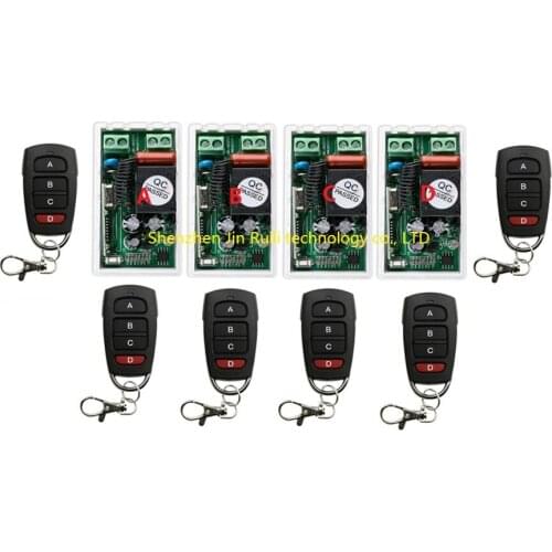Most simple wiring New AC220V 1CH 10A Wireless Power Switch System 4 Receiver & 6Transmitter Learning Code Toggle Momentary JRL