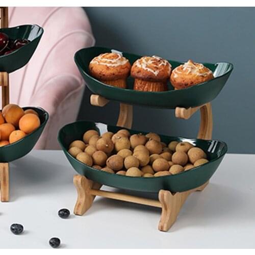 Stable Excellent 1/2 Tiers Oval Fruit Serving Bowl Rack 1/2 Tiers Fruit Serving Bowl Retro for Party