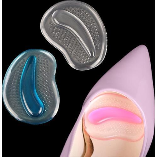 Hot 1 Pair Transparent Gel Silicone Forefoot Pads Insoles For High Heels Women Anti-Slip Pain Relief Shoe Inserts Massager