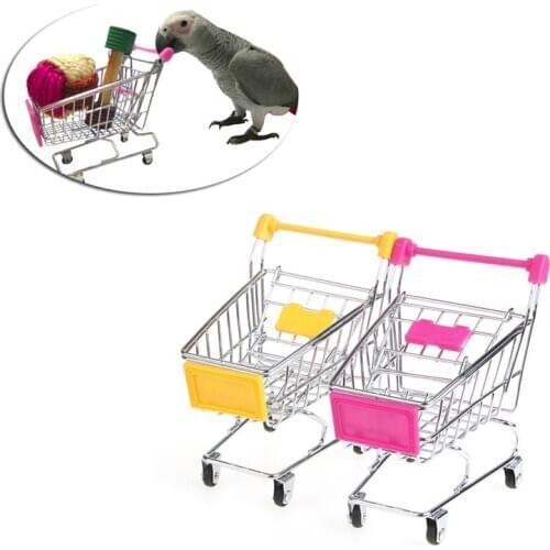 Pet Parrot Bird Supplies Supermarket Shopping Mini Trolley Parrot Toy Cart Baby Growth Training Kids Toy Handcart Accessories