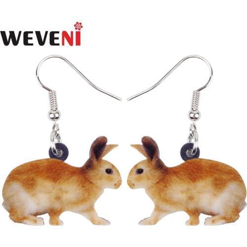 WEVENI Acrylic Lovely Rabbit Hare Earrings Drop Dangle New Long Anime Wild Animal Jewelry For Women Girls Teens Wholesale 2018