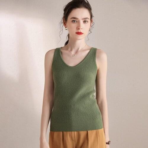 Female Sweater Vest Sweater 100% Cashmere Autumn Winter Warm Thickening Vest Sweater Women Knitting Vest V-neck Sexy