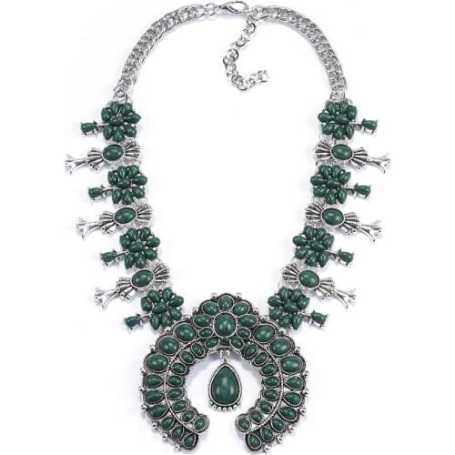 Large Collar Statement Big Choker Necklace Women Boho Indian Ethnic Necklaces Pendants Femme Resin Stone Maxi Necklace Jewelry