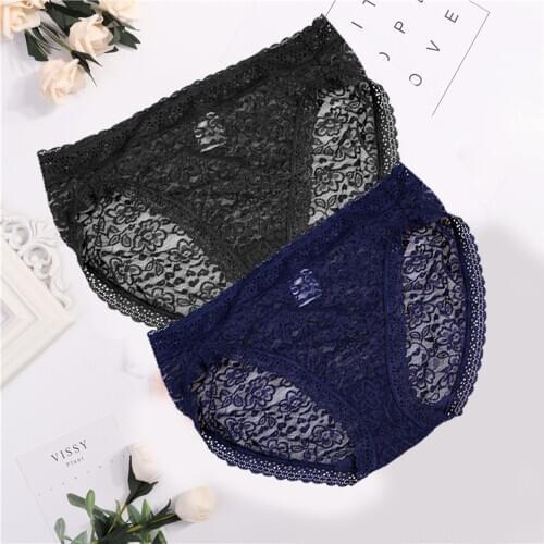 2Pcs/pack Sexy Lace Panties Women Fashion Cozy Lingerie Tempting Briefs High-waist butt-lift Soft Cotton Intimates Underwear
