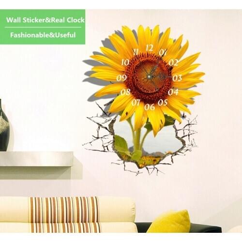 3D Fancy Wall Clock Self Adhesive Sticker High Quality Mute Movement Novelty Home Decor Watch/DIY Mural For Bedroom Livingroom