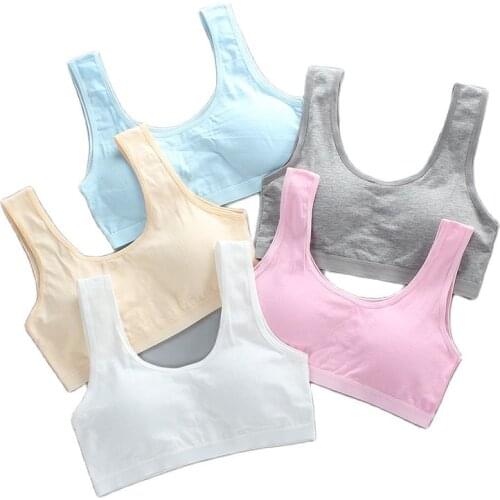 5pcs/Lot Cotton Young Girls Training Bra 8-18 Years Old Children Sports Wear Bras Teenage Undervest Adolescente Kids Camisoles