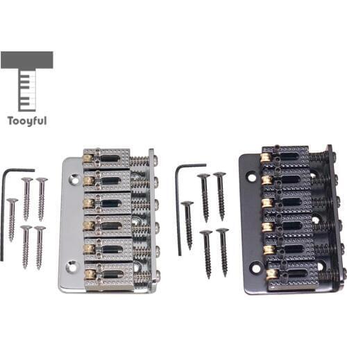 Tooyful 6 String Roller Saddle Hardtail Bridge for Electric Guitar with Wrench Screws