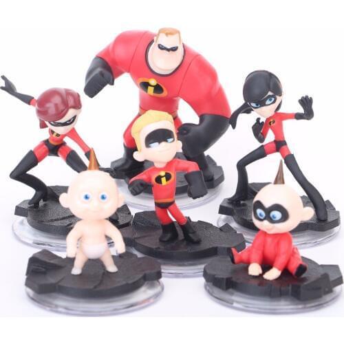 6pcs/set Movie Cartoon The Incredibles 2 Super Man Family Action Figure Model Doll Toys for Children Kids