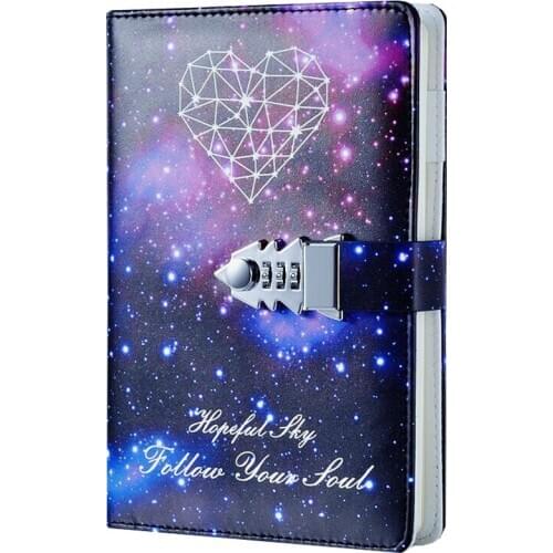 A5 Size Pass Words Diary Book New Design Notebook Lock Writing Pads Lockable Notepad Binder Diary School Supplies Student Gift