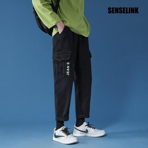 Mens 2021 New High Quality Spring Summer Korean Brand Jeans Pants Classic Casual Fashion Trousers Loose Denim Cargo Pants