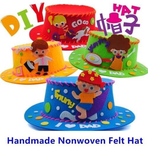 1PC Girls Boys 3D Felt Hat Materials Package Children Handmade Sewing Hat Art Craft Kits Kids DIY Toys For Fathers Mothers Gifts