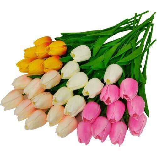 10PCS Tulip Artificial Flower Real Touch Artificial Bouquet Fake Flower for Wedding Decoration Flowers Home Garen Decor