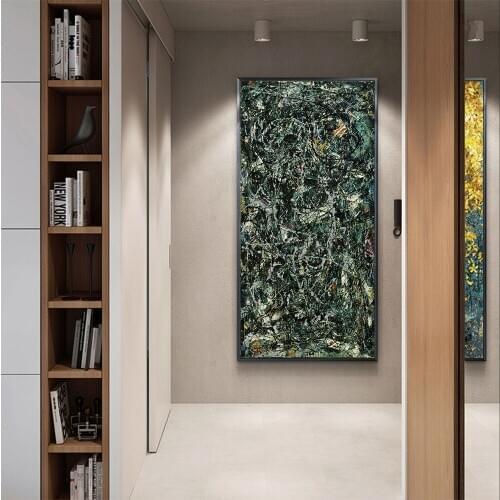Citon Canvas oil painting Jackson Pollock《Full Fathom Five》Artwork Poster Picture Modern Wall decor Home Living room Decoration