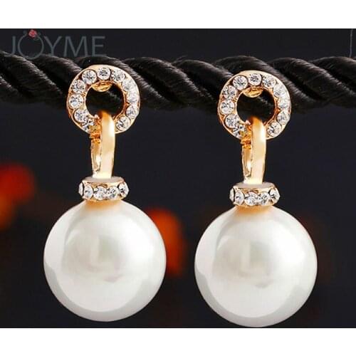 Cute small pearl earrings for girls and womens gift high quality Gold-Color and shell pearl pendientes