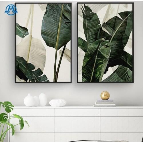 Nordic Green Plant Canvas Painting Wall Pictures Tropical Palm Banana Leaf Shades Canvas Prints And Posters Wall Art Home Decor