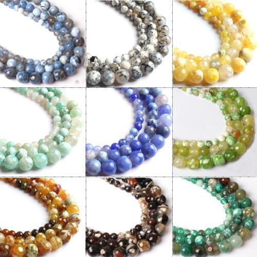 Natural Stone Fire Agates Onyx Beads Round Loose Spacer Beads For Jewelry Making Diy Bracelet Necklace 15" Inch/Strand 6/8/10mm