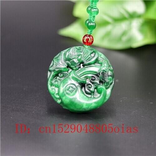 Natural Green A Emerald Jade Bat Pendant Butterfly Necklace Charm Jadeite Jewellery Fashion Carved Amulet Gifts for Women Men