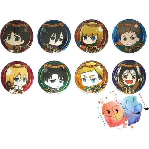 Attack on Titan Anime Badge Eren Levi Armin Arlelt Erwin Smith Jean Krista Hans Cute Metal Badge Brooch Pins