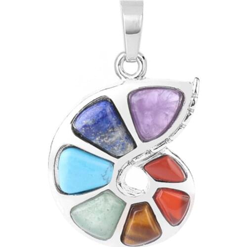 Wholesale 3pcs/lots Natural Stones Conch Shaped 7Chakra Energy Natural Gem Pendant NecKLACE Yoga Meditation Healing Amethystss