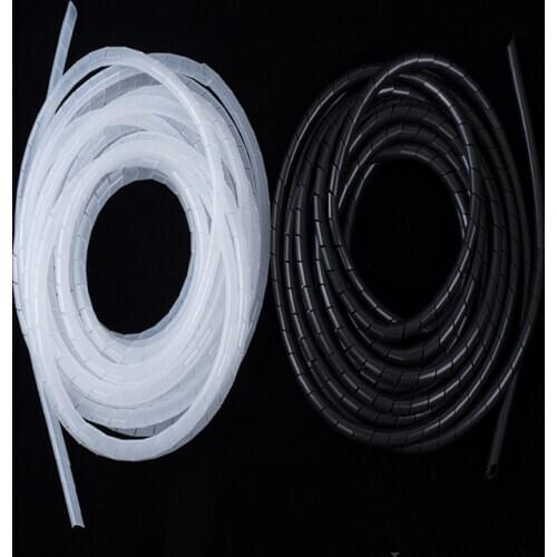 Black/White Spiral Wrapping Wire Organizer Sheath Tube Flexible Manage Cord 8-30mm Wire Cable Sleeves for PC Computer Home