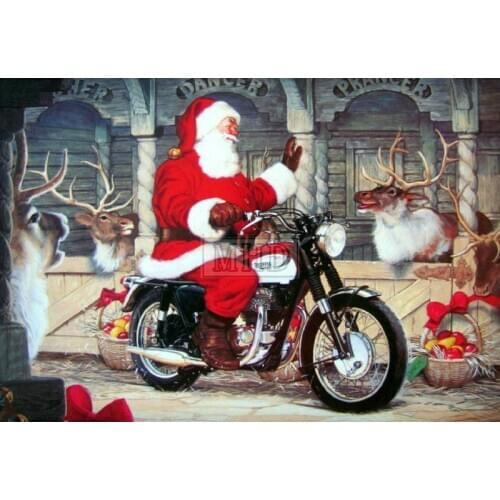 Full square 5d diy diamond painting Santa Claus riding motorcycle 3d needlework diamond embroidery mosaic home decoration