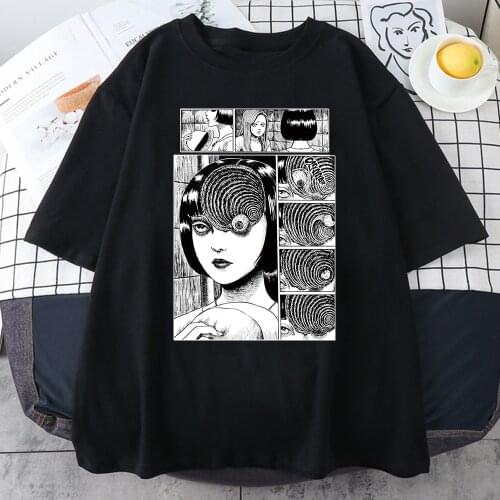 Hot Janpanese Junji Ito T-Shirt Men Unisex Anime Cartoon Men Tee Shirt Homme Summer Tops Short Sleeve T Shirts