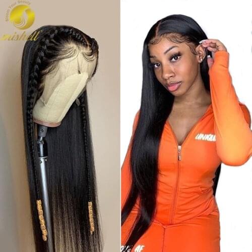 Mishell Straight 13x4 Lace Front Human Hair Wigs Brazilian Virgin Remy 28 30 Inches Hair For Black Women 360 frontal Full HD wig