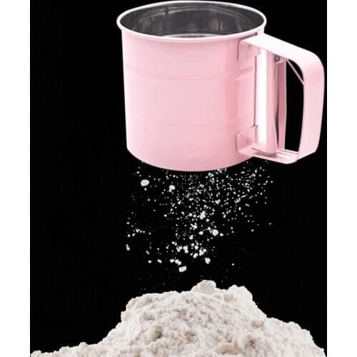 Handheld Mesh Flour Sifter Stainless Steel Powder Shaker Sieve Cup Semi-automatic Cake Utensils Cocoa Powder Baking Tool