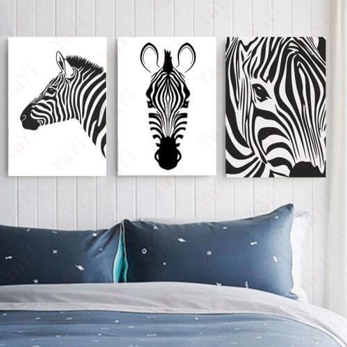 HAOCHU modern simple animal Nordic black and white zebra living room home decoration office wall art canvas painting new gift