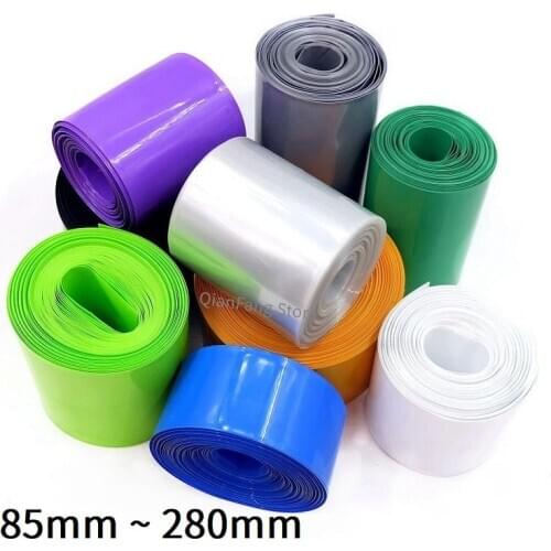 1M PVC Heat Shrink Tube 85mm ~ 280mm Width Blue Black Multicolor Sheath Pack Cable Sleeve for 18650 Lithium Battery Film Wrap