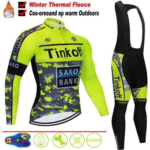 Tinkoff 2020 Pro Team Cycling Clothing winter thermal fleece mens Cycling jerseys MTB bike maillot Ropa Ciclismo Sportswear