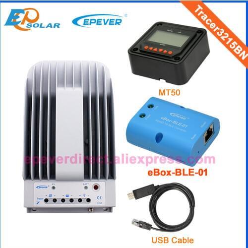 Tracer3215BN 30A 30amps EPEVER Solar controller MPPT Free shipping ble eBOX USB cable MT50 Meter remote 12V/24V Charger battery