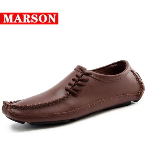 Leather Men Casual Shoes Brand Italian Men Loafers Moccasins Flat Breathable Comfortable Slip on Black Driving Shoes Plus Size