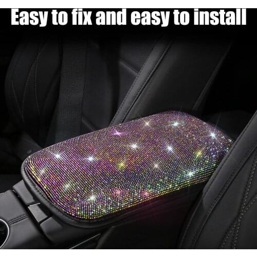 Universal Crystal Diamond Car Center Console Cover Luster Crystal Arm Rest Padding Protective Case Diamond Car Decor Accessories