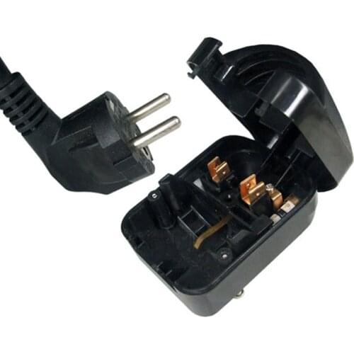 Universal Euro 250v 16A grounded 13a fused eu to uk wire plug connector power cord converter BS adaptor