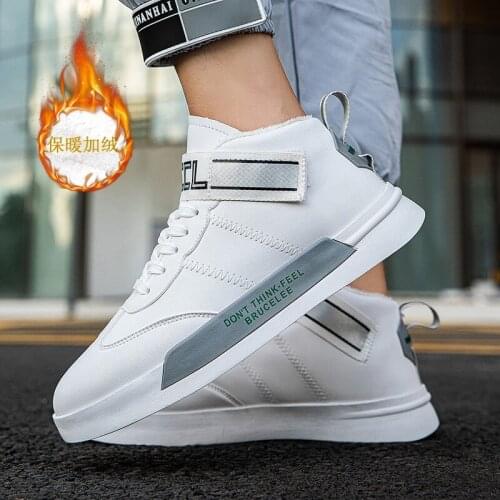 High Top Running Shoes for Student‘s Mens warm Plush Sneakers Outdoor Walkng Jogging Shoes Male